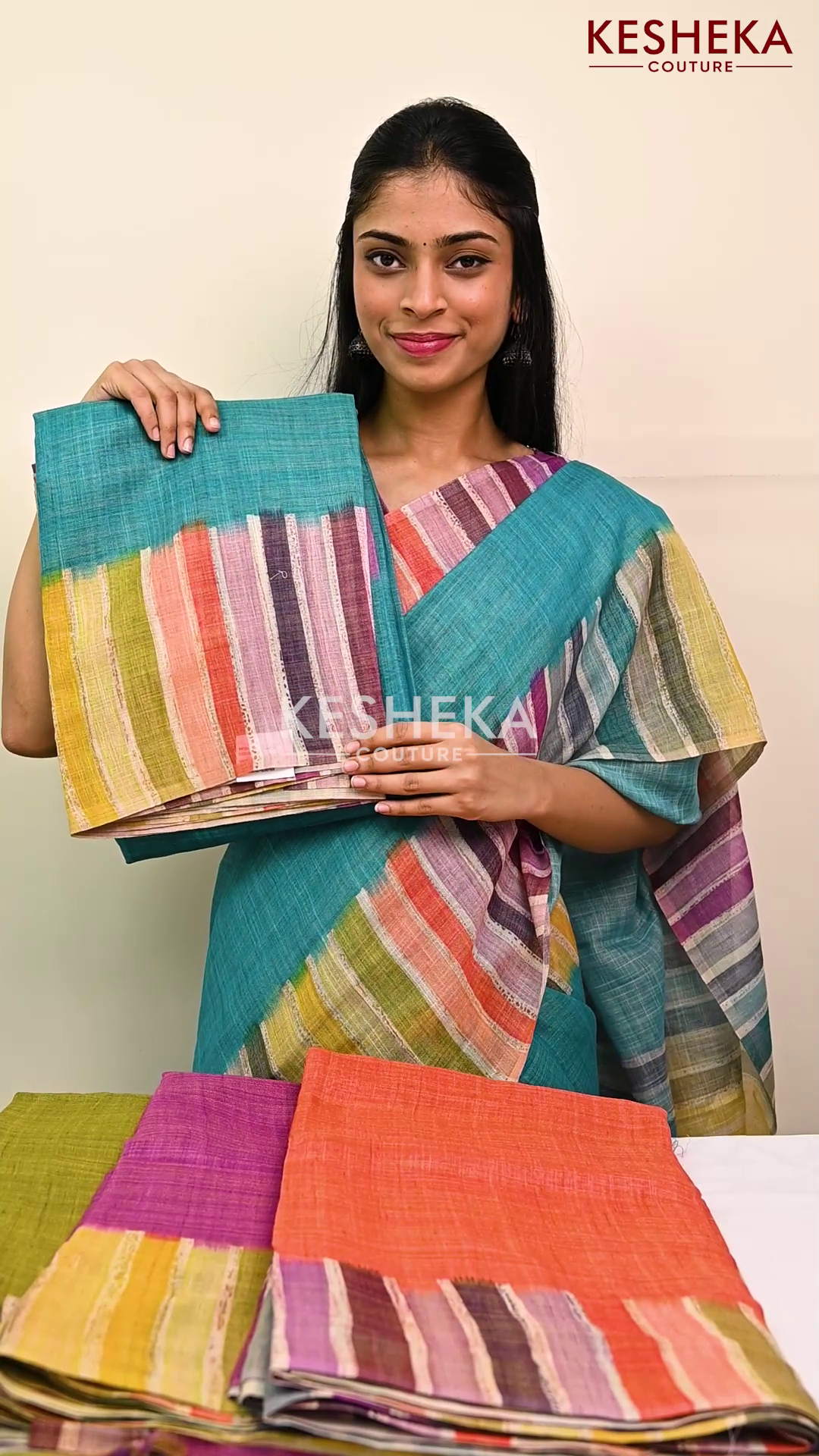 Linen Saree Blended With Tissue Blue