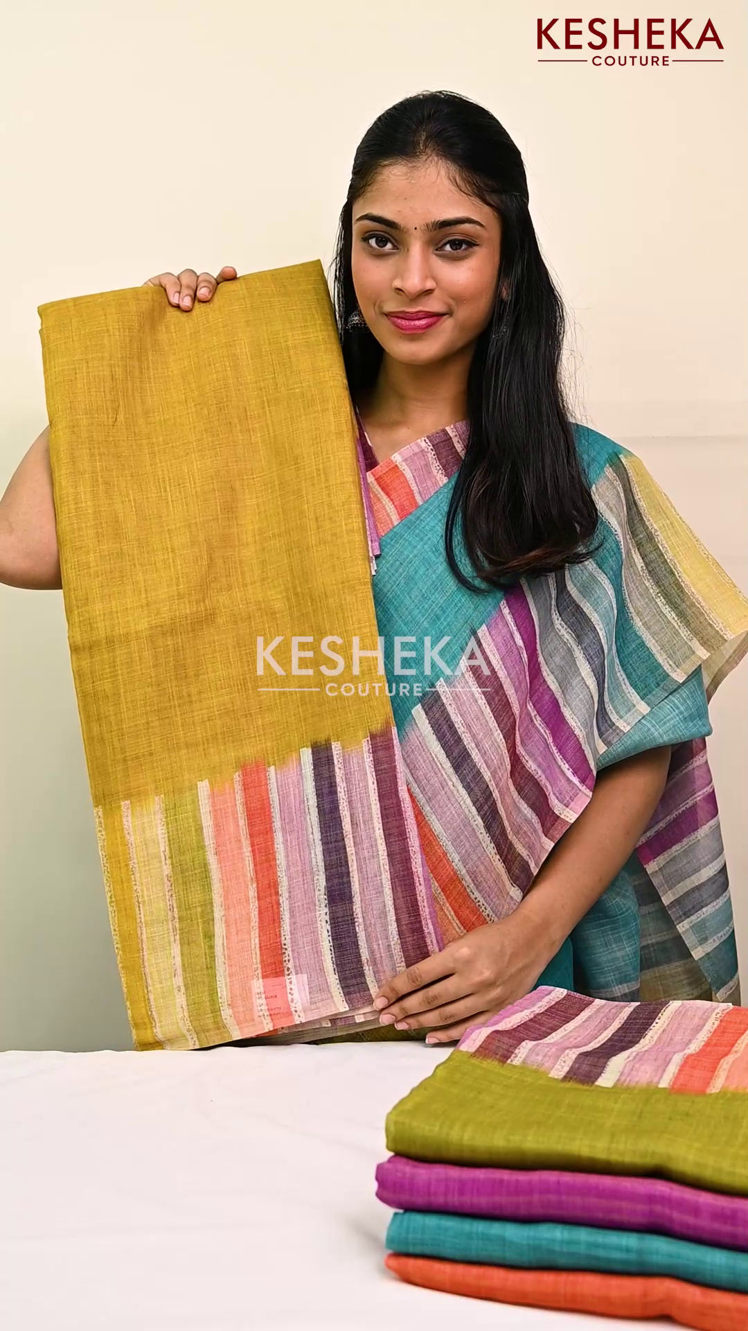 Linen Saree Blended With Tissue Mustard