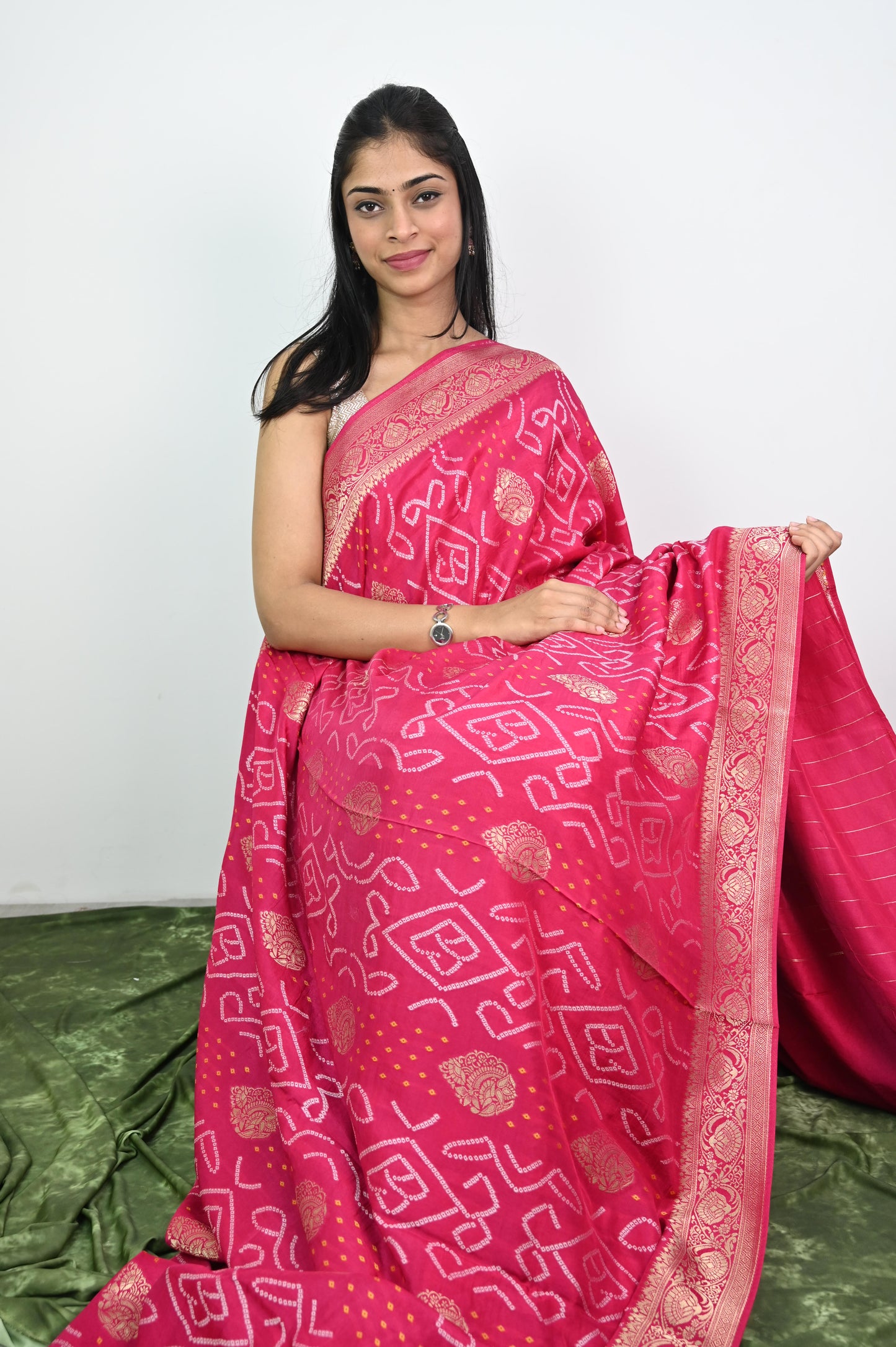 Chiniya silk with Bandej print