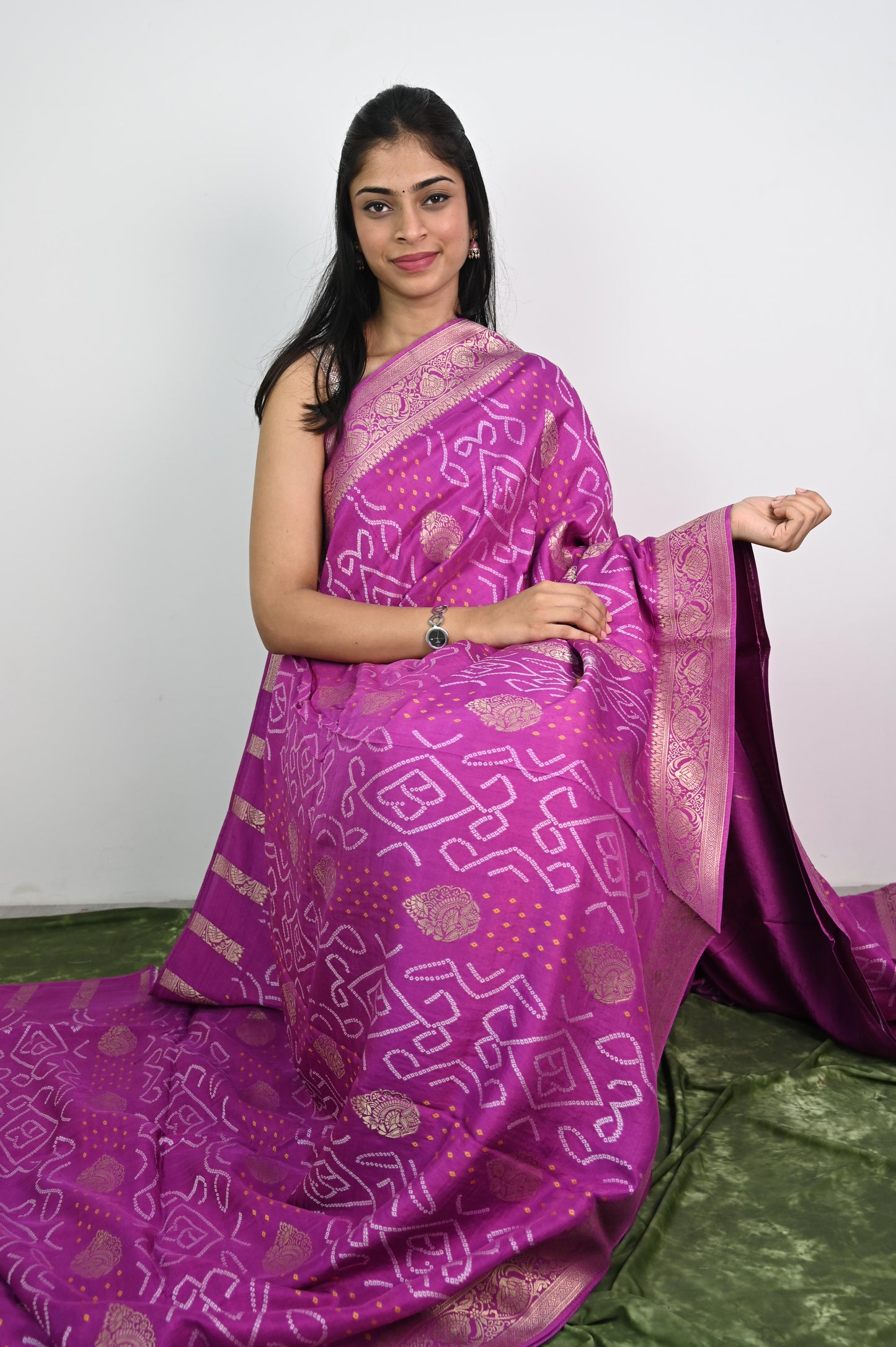 Chiniya silk with Bandej print