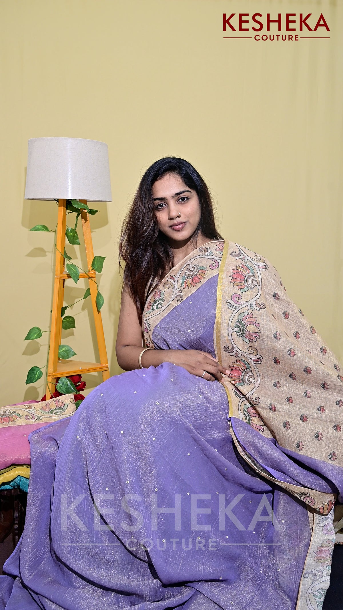 Linen Saree with Kalamkari Border