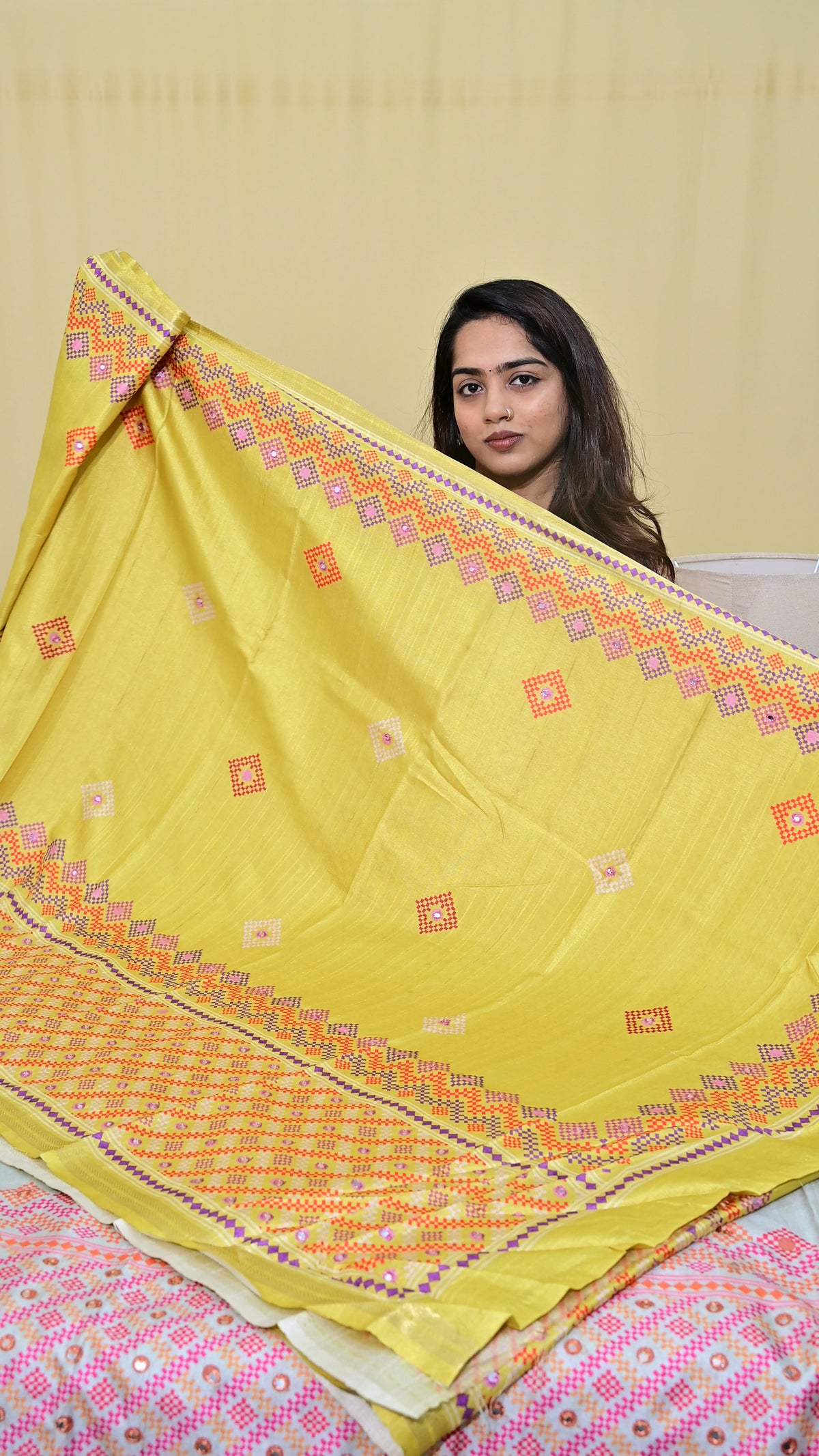 Tussar Embroidery Print Saree