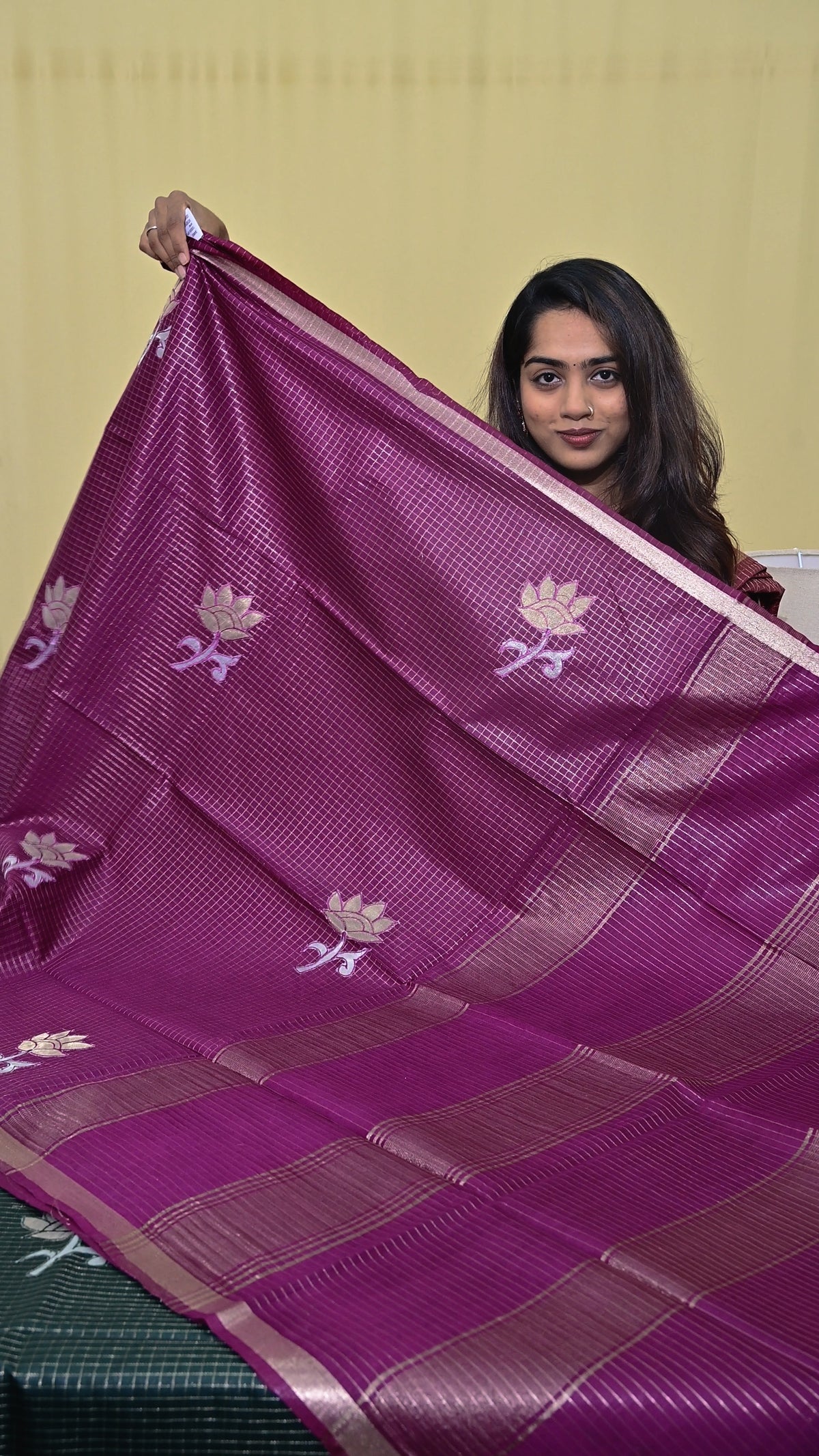 Tussar Check Saree