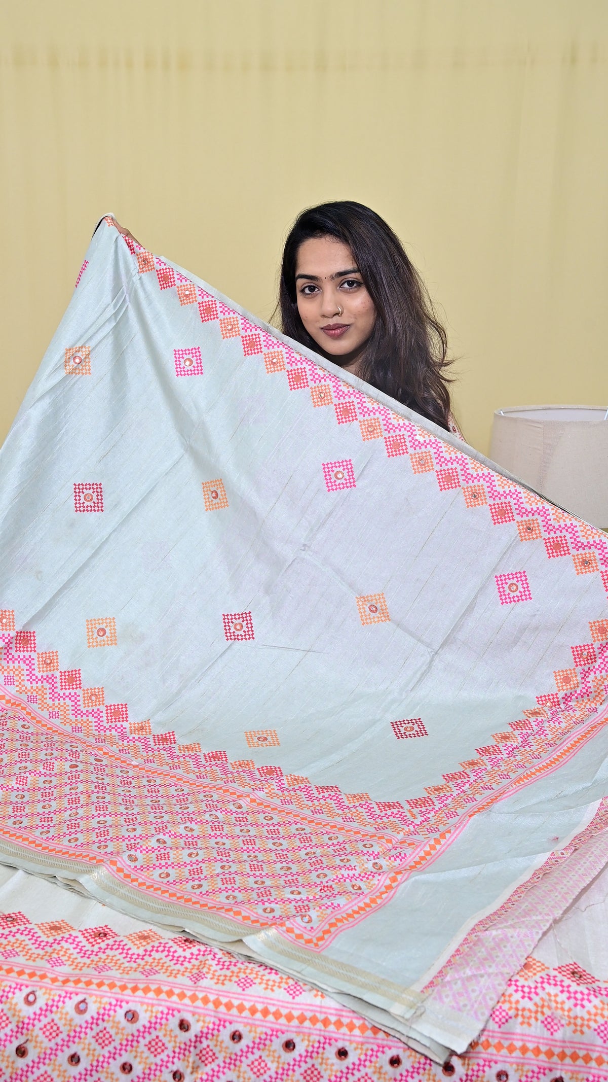 Tussar Embroidery Print Saree