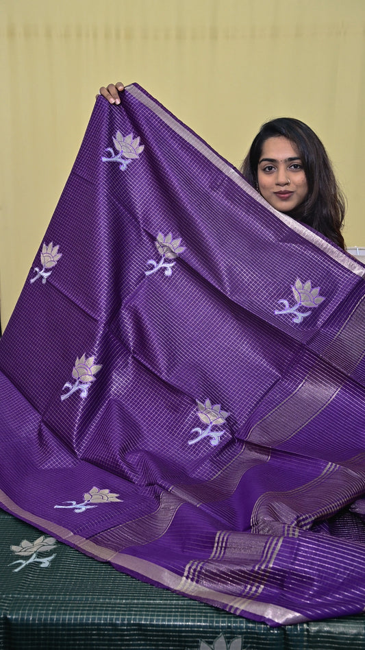 Tussar Check Saree