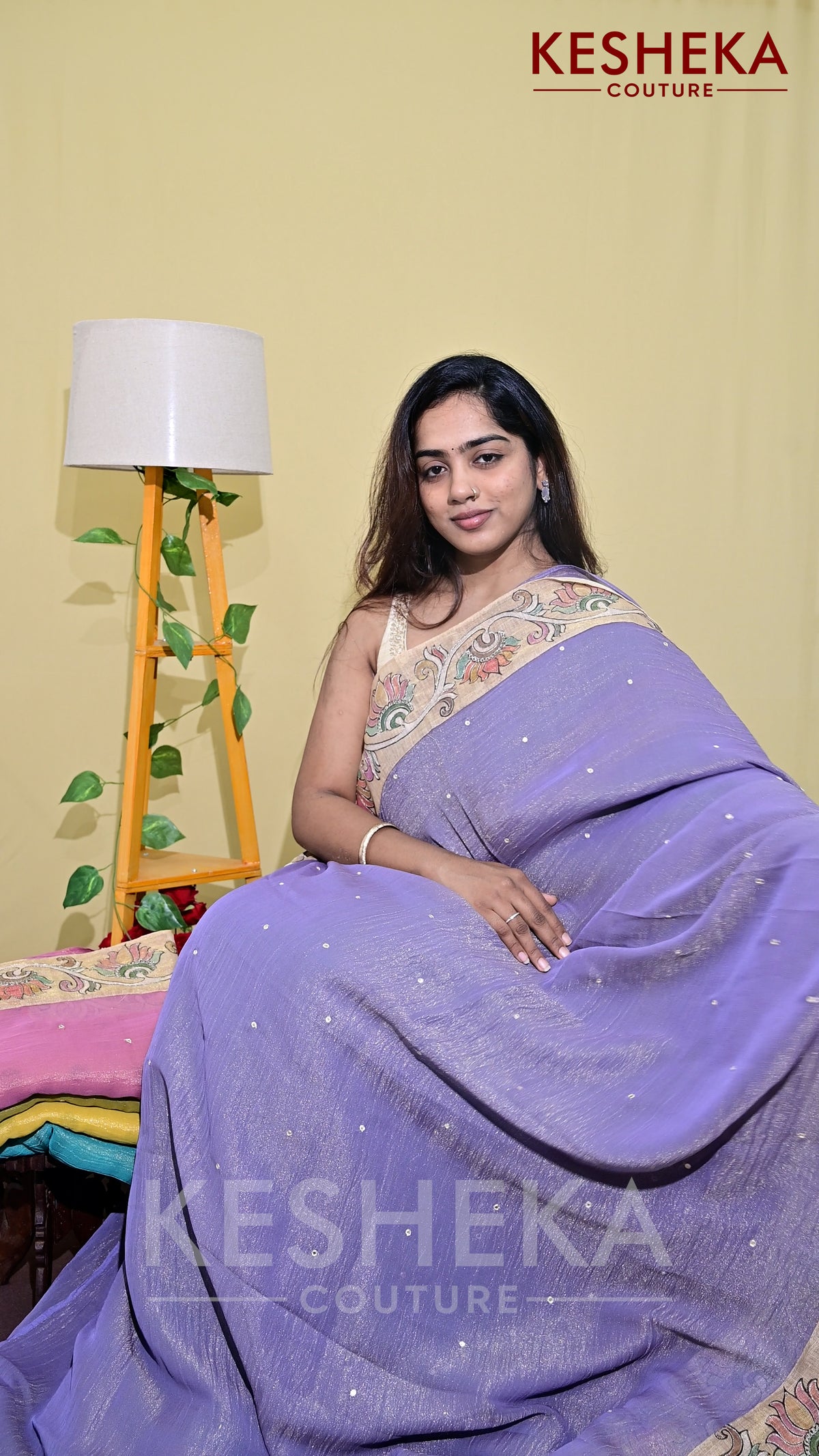 Linen Saree with Kalamkari Border