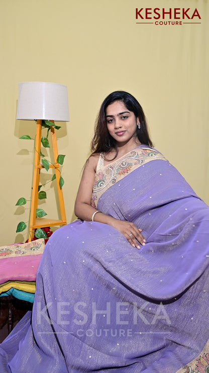 Linen Saree with Kalamkari Border