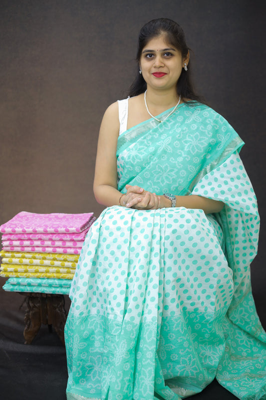 Mangalagiri silk with polka dots