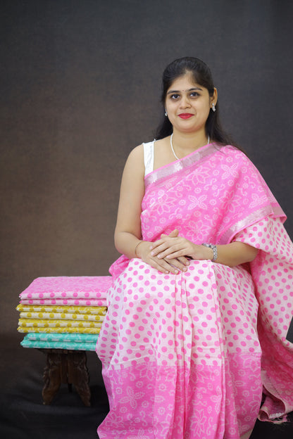 Pure Mangalagiri silk with polka dots