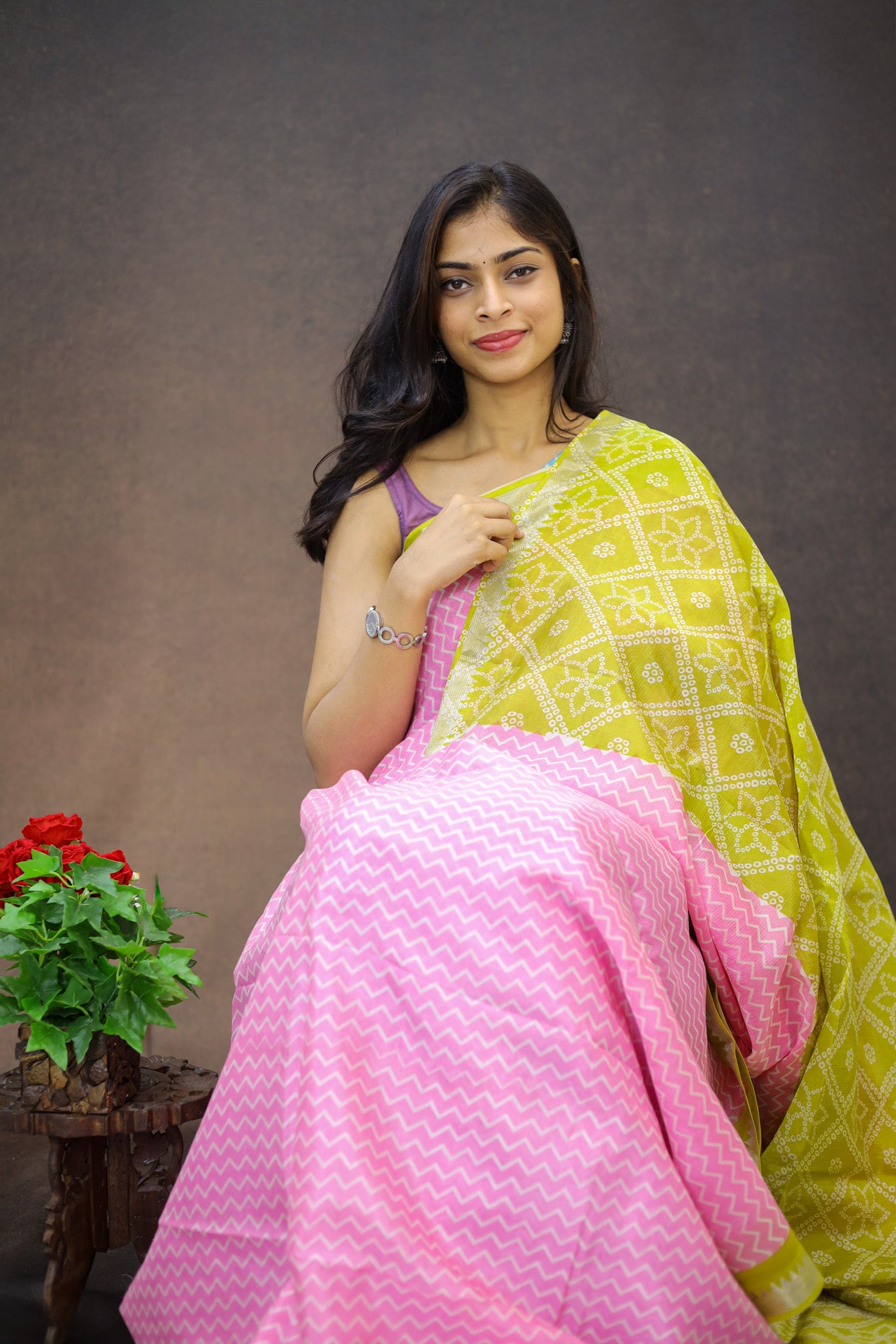 Mangalagiri silk with zig zag print