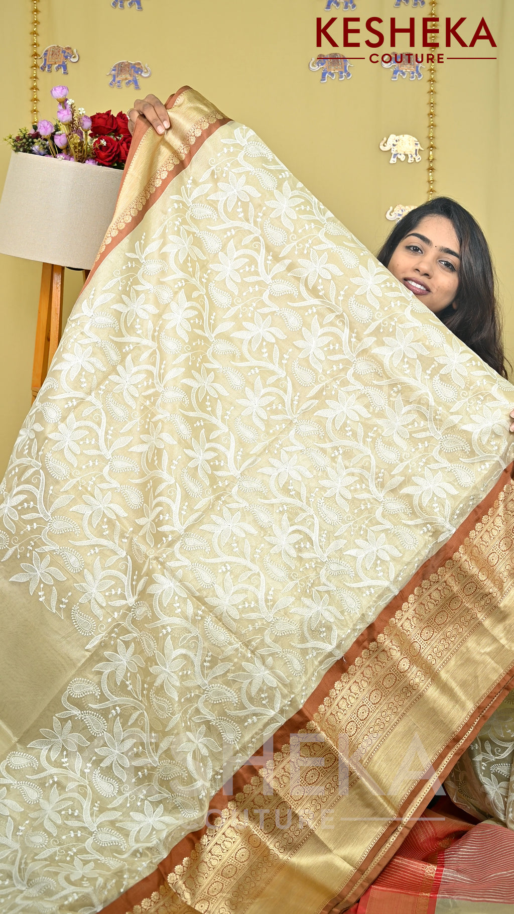 Organza Saree with Kanjivaram saree