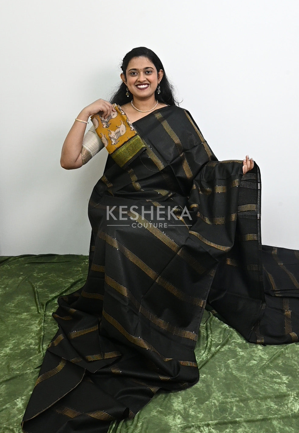 Bhagalpur tussar silk saree black