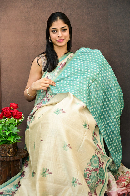 Chanderi Tussar Silk Saree