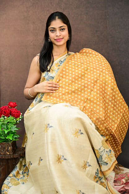 Chanderi Tussar Silk Saree