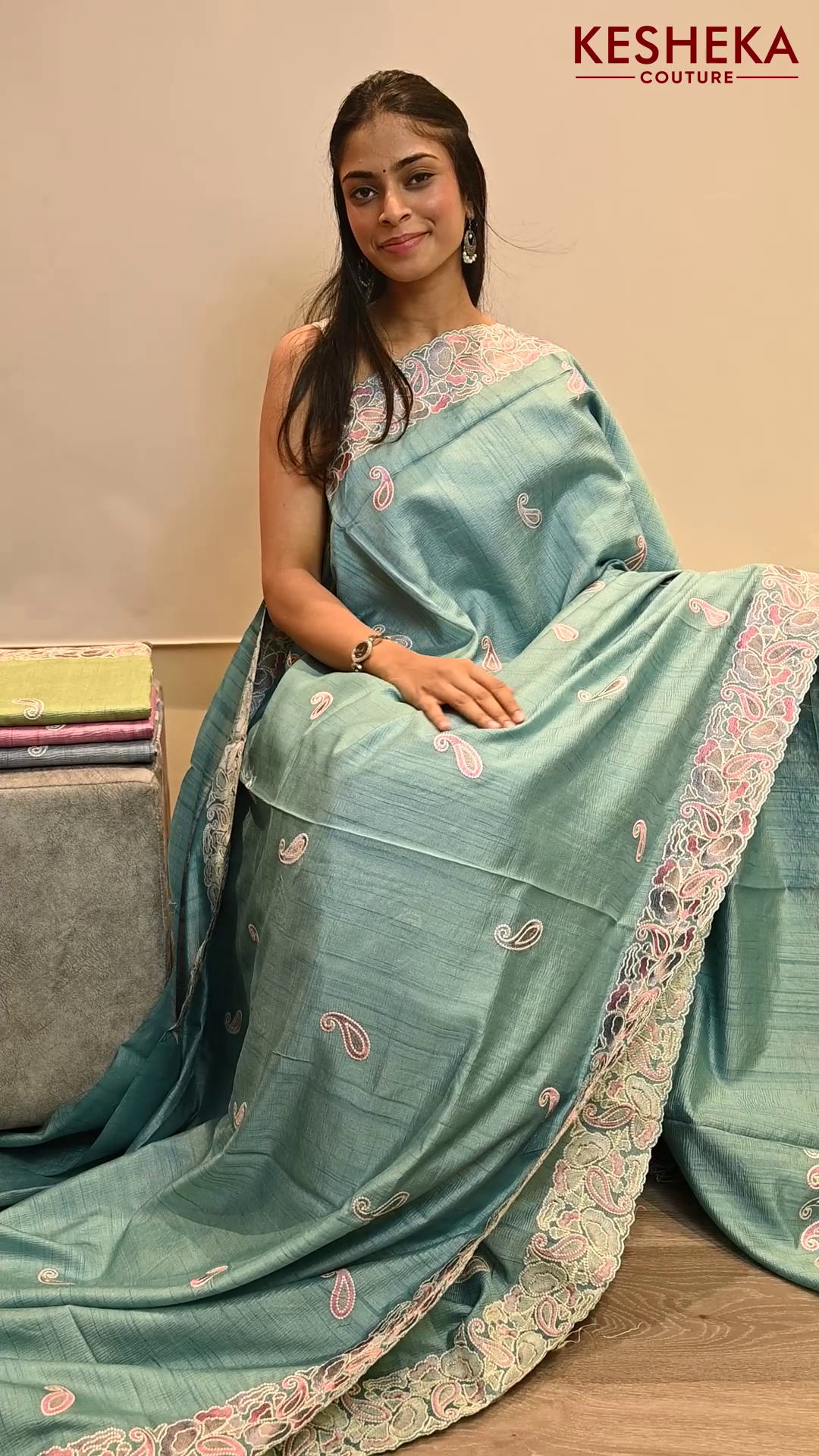 Crushed Tussar Silk Sarees