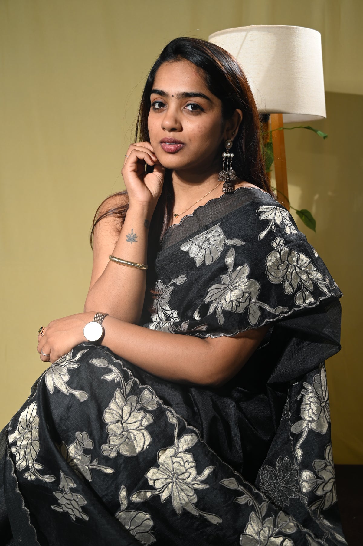 Silk Kota Saree With Applique Work