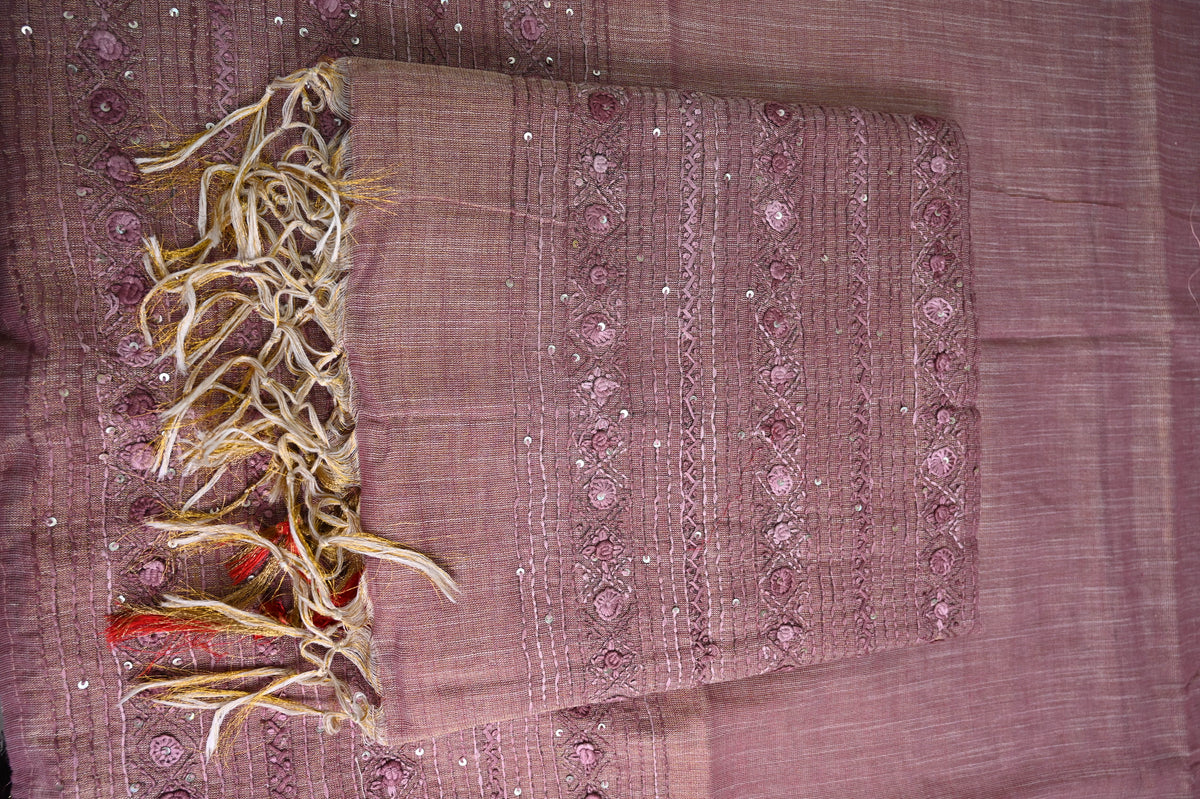 Linen Embroidery Saree