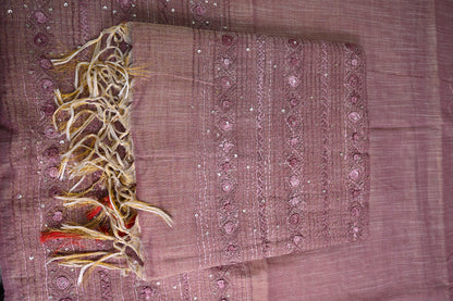 Linen Embroidery Saree