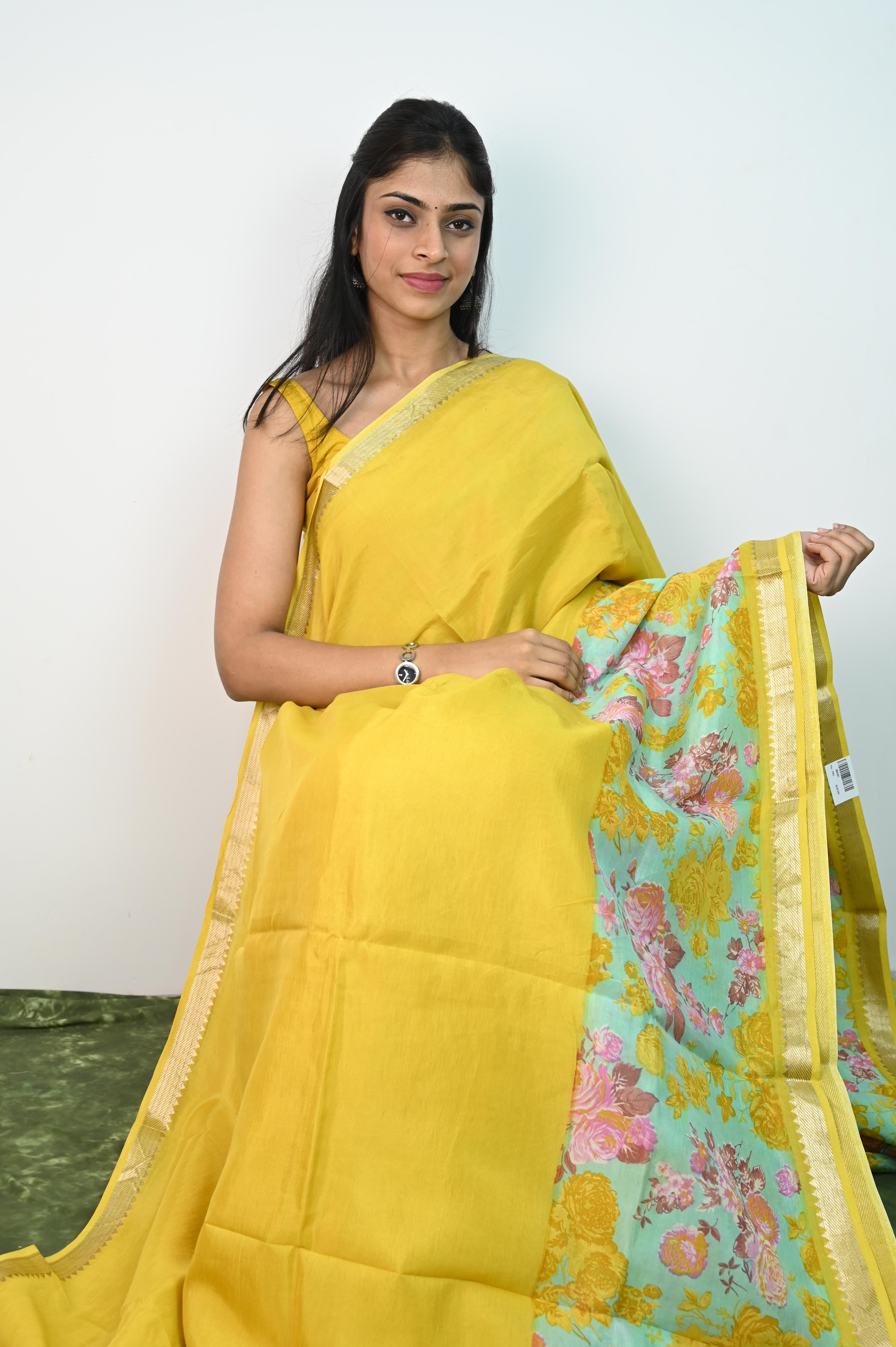 Pure Mangalagiri silk in yellow shades
