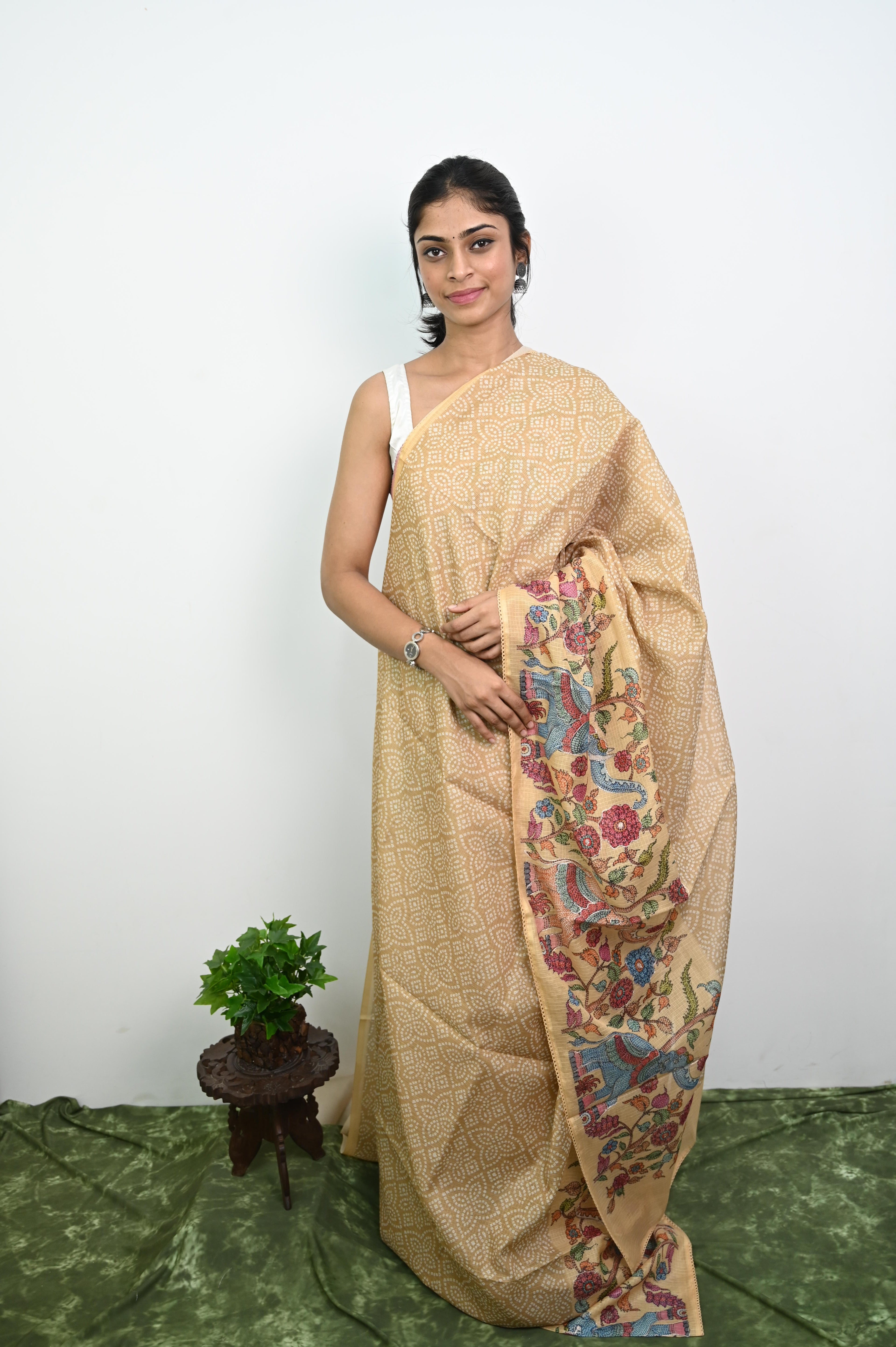 Semi Kota Embroidery Silk Saree