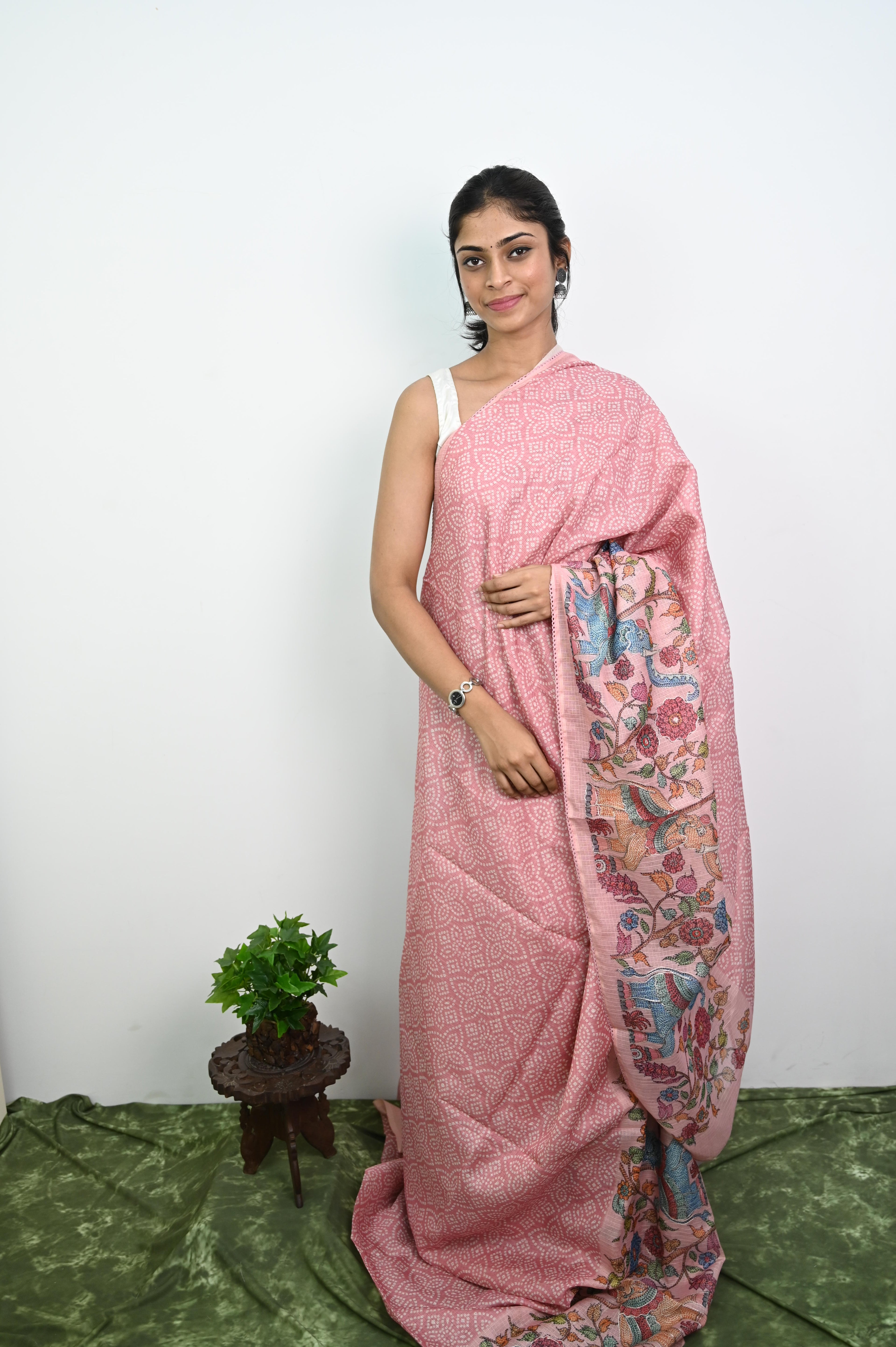 Semi Kota Embroidery Silk Saree