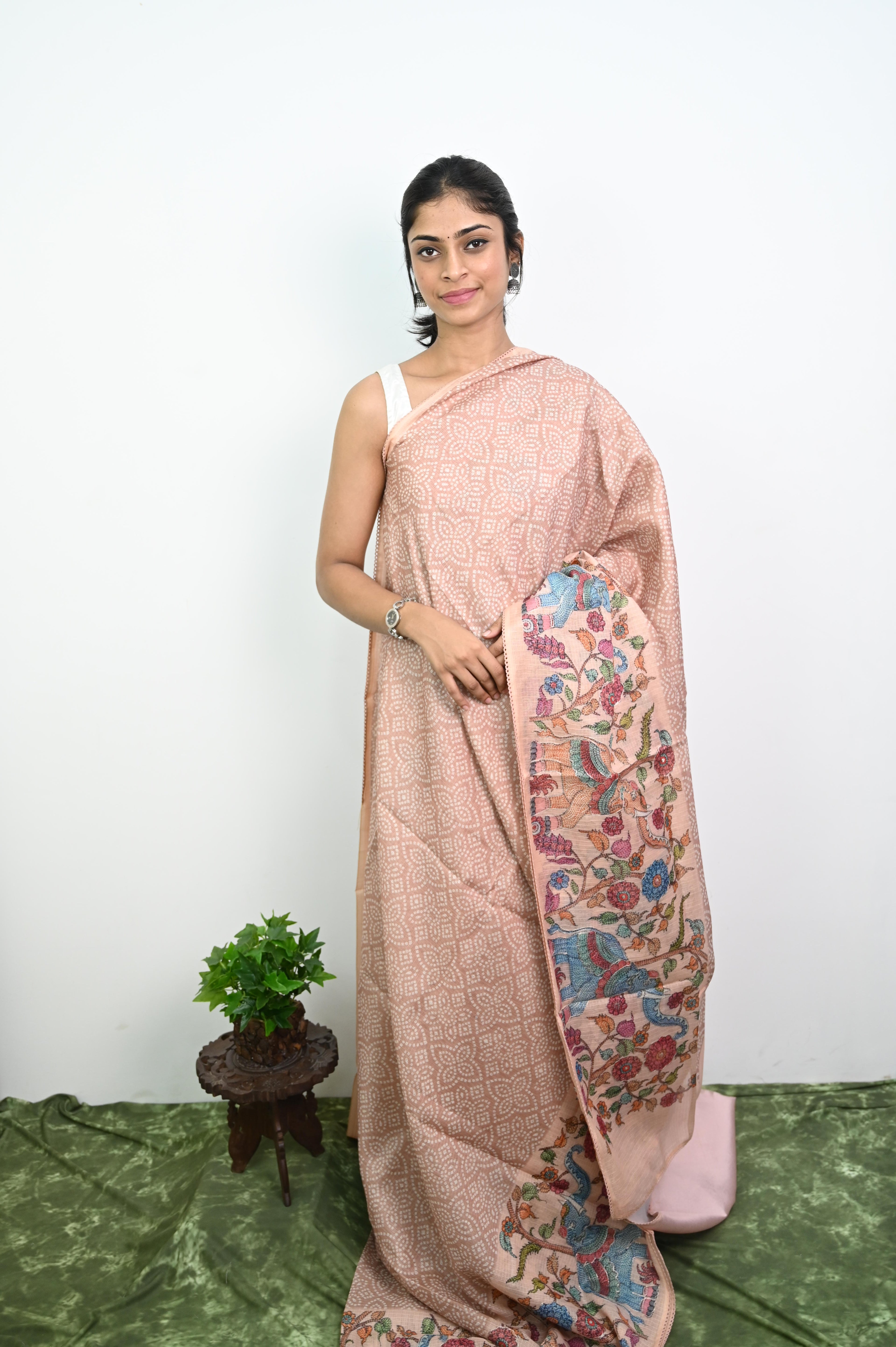 Semi Kota Embroidery Silk Saree