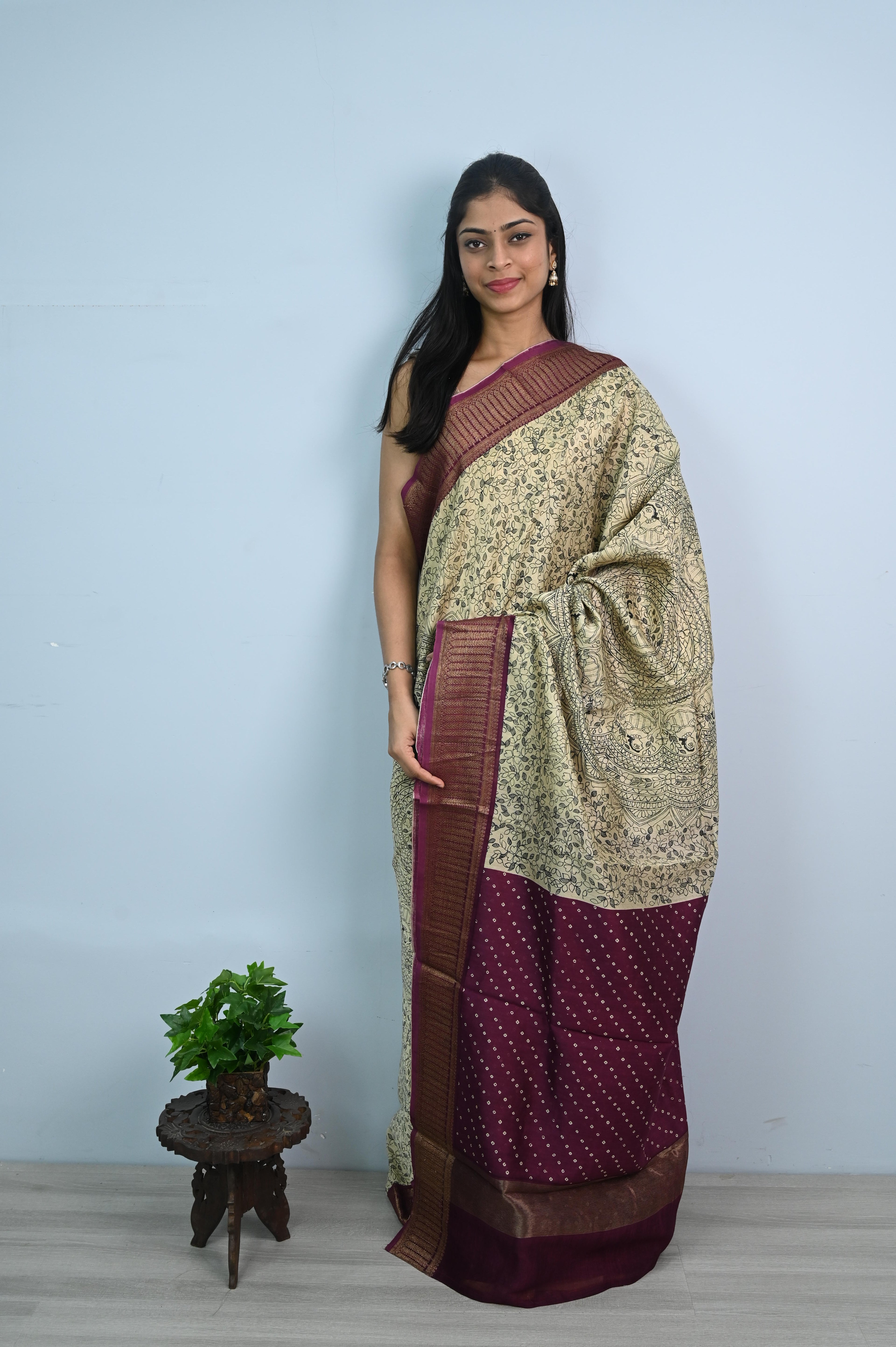 Pure Chanderi Butter Silk Saree With Madhubani Print