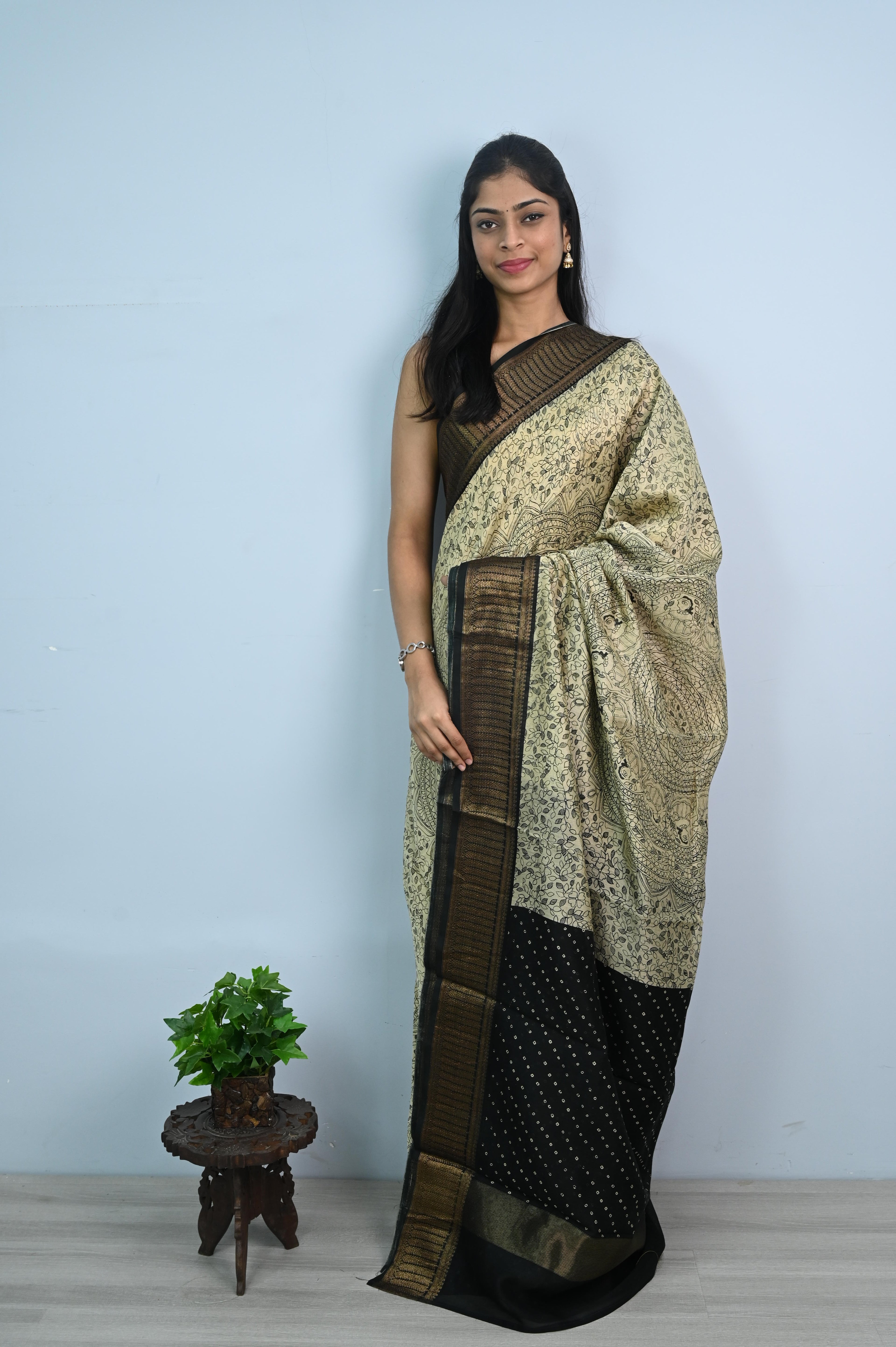 Pure Chanderi Butter Silk Saree With Madhubani Print