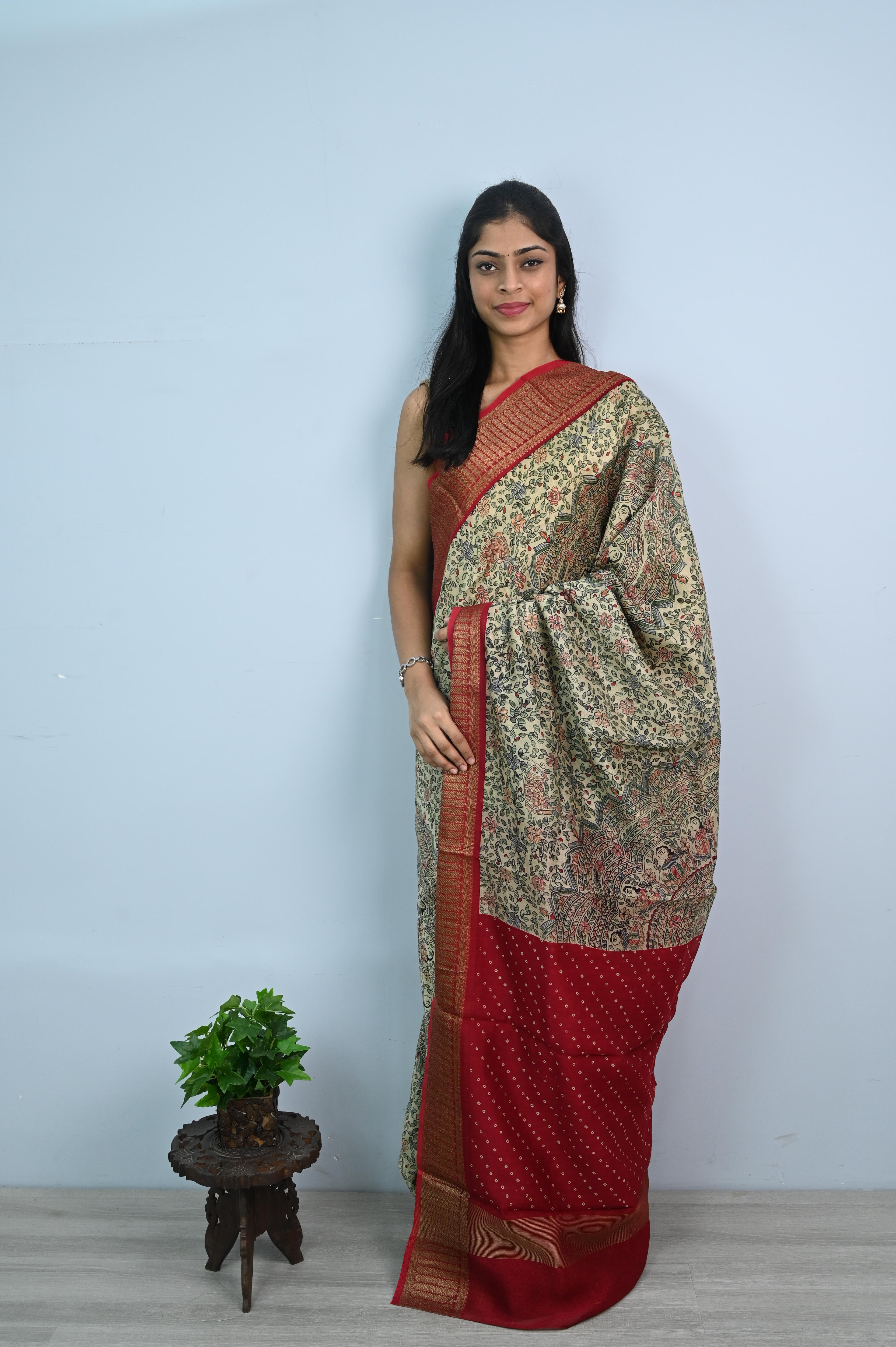 Pure Chanderi Butter Silk Saree With Madhubani Print