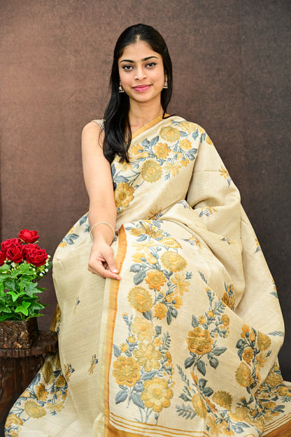 Chanderi Tussar Silk Saree