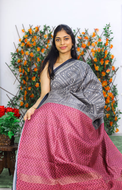 Tussar Checks saree