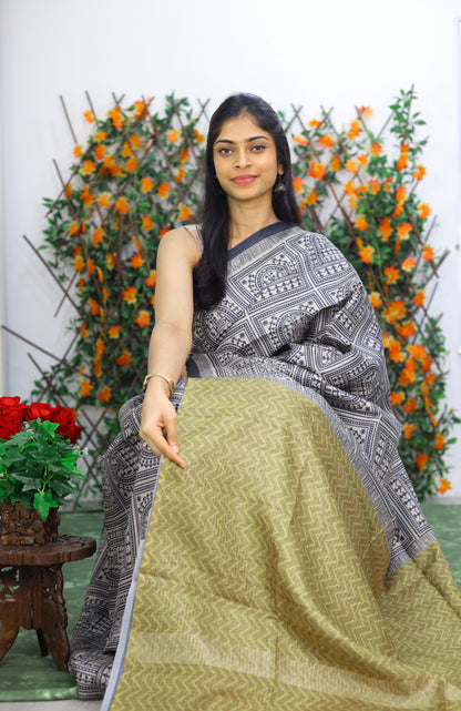 Tussar Checks saree