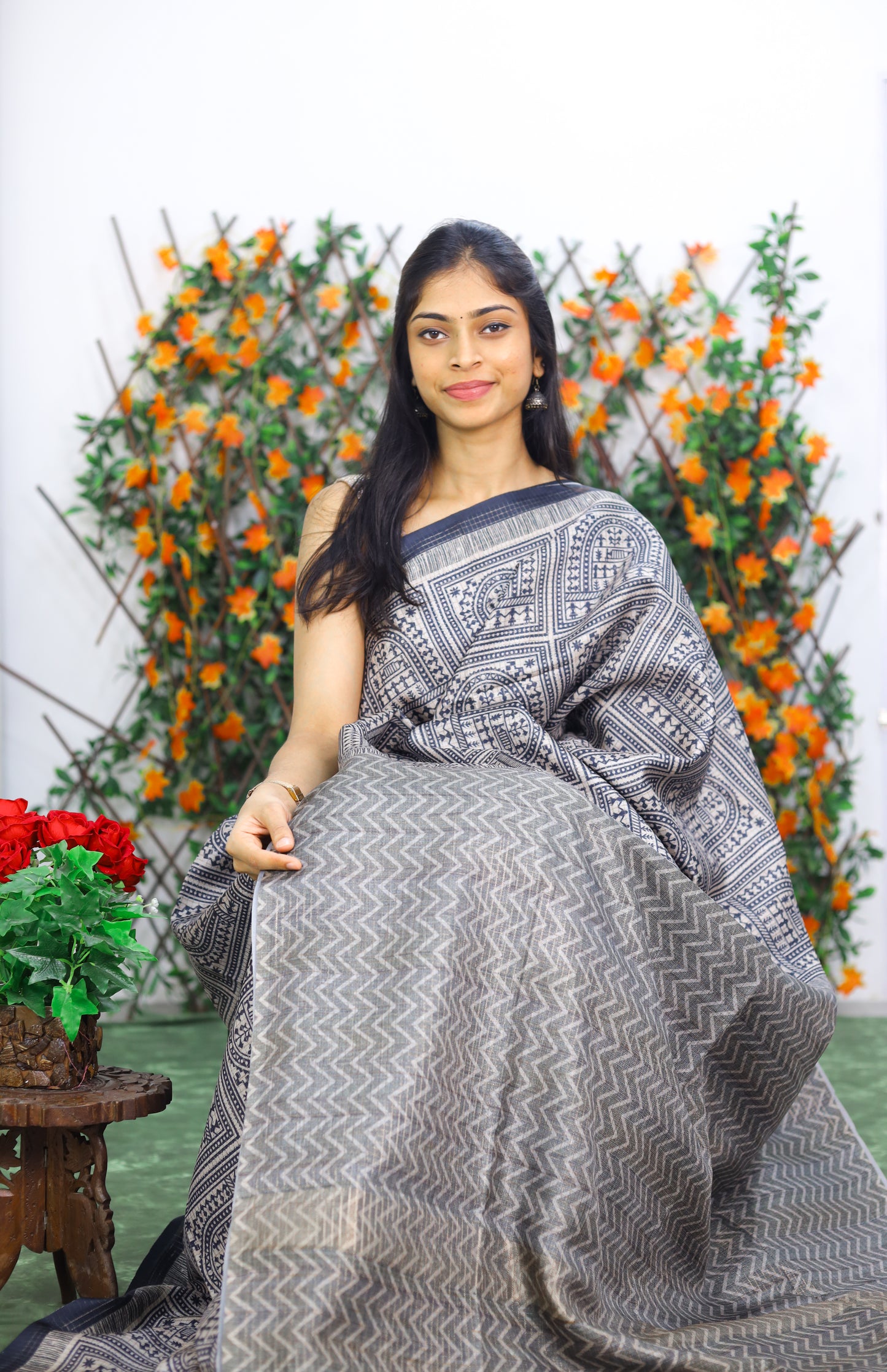 Tussar Checks saree