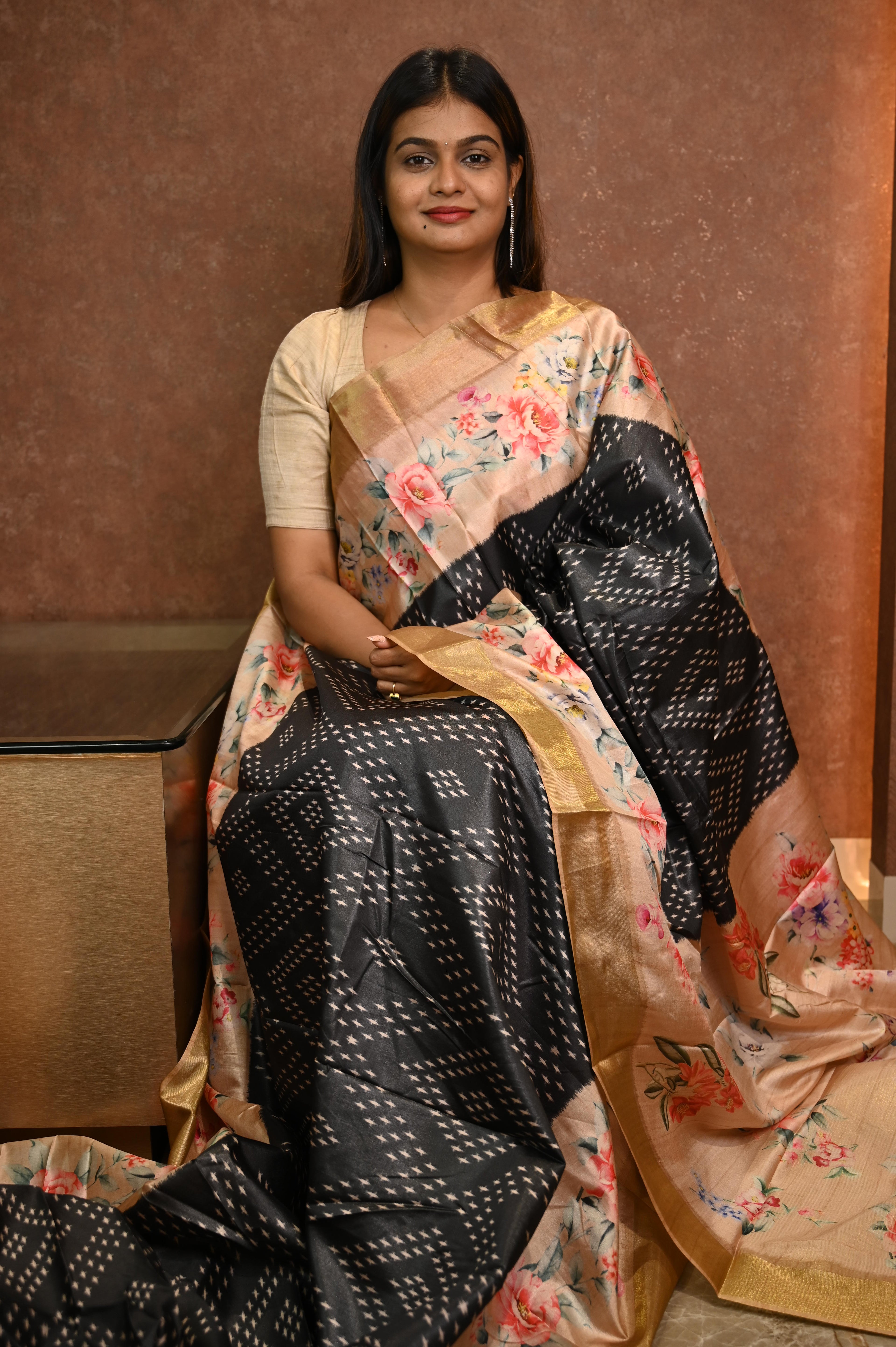 Korea Silk Saree Black