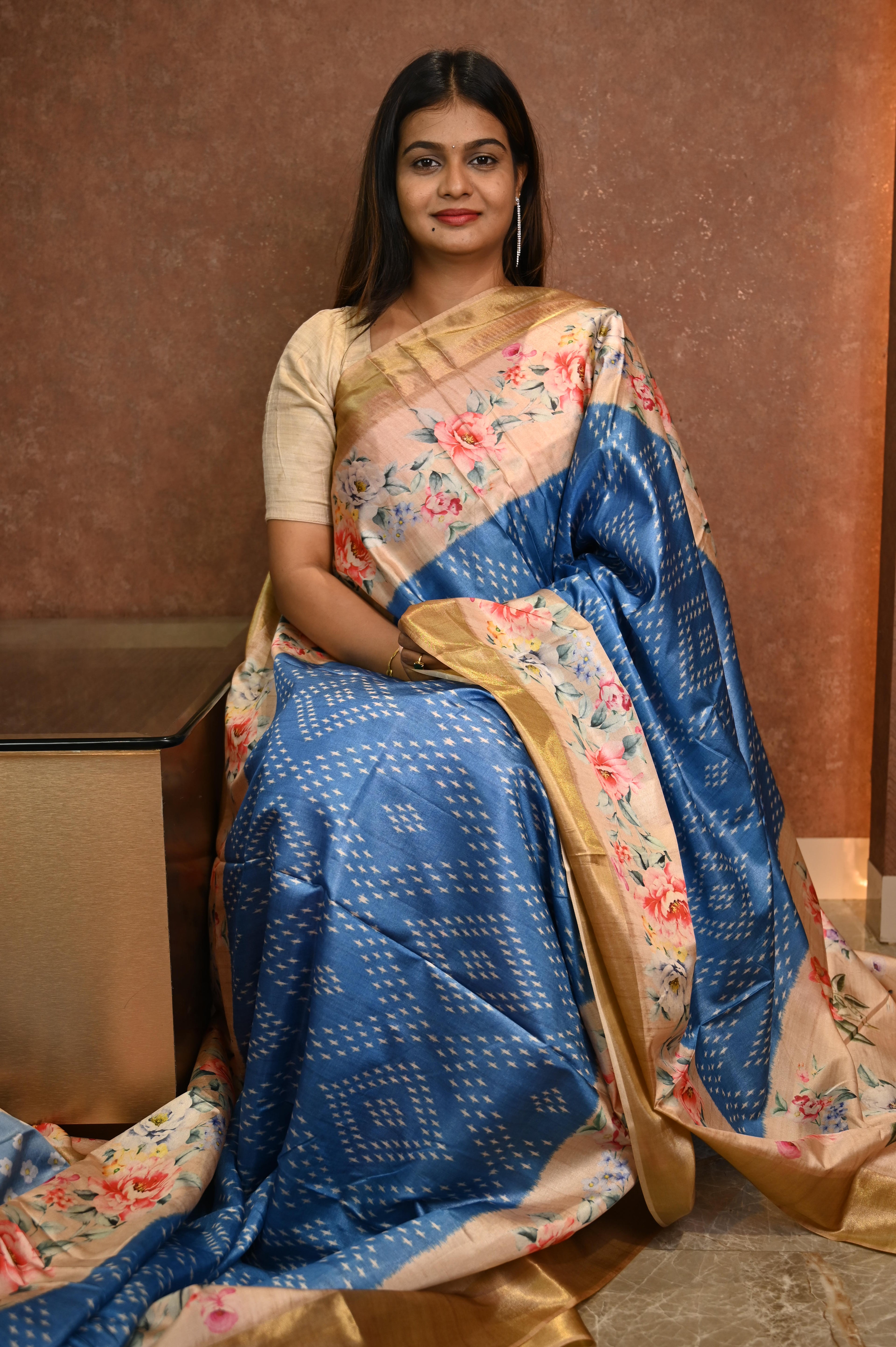 Korea Silk Saree Blue