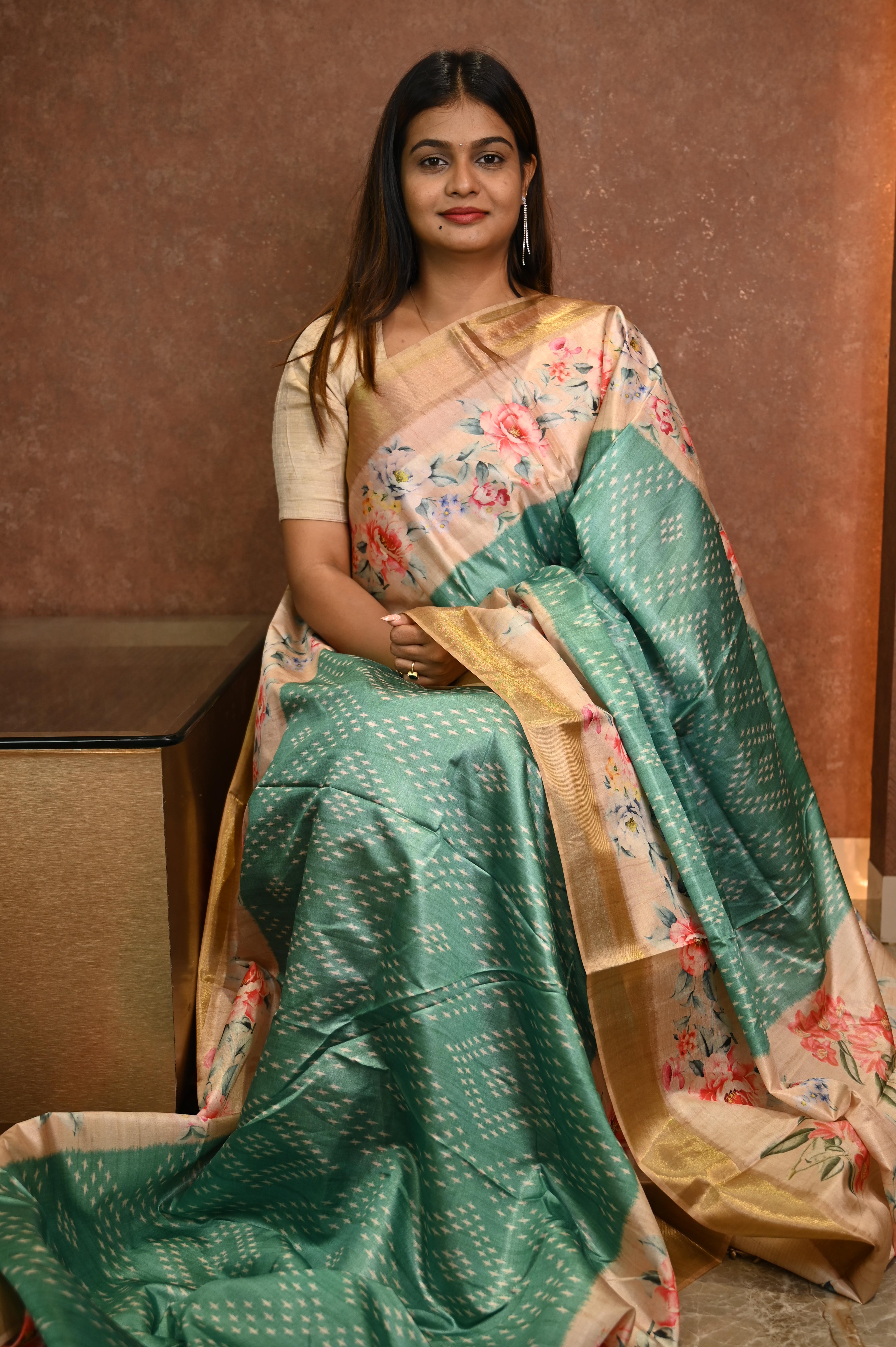 Korea Silk Saree Green 