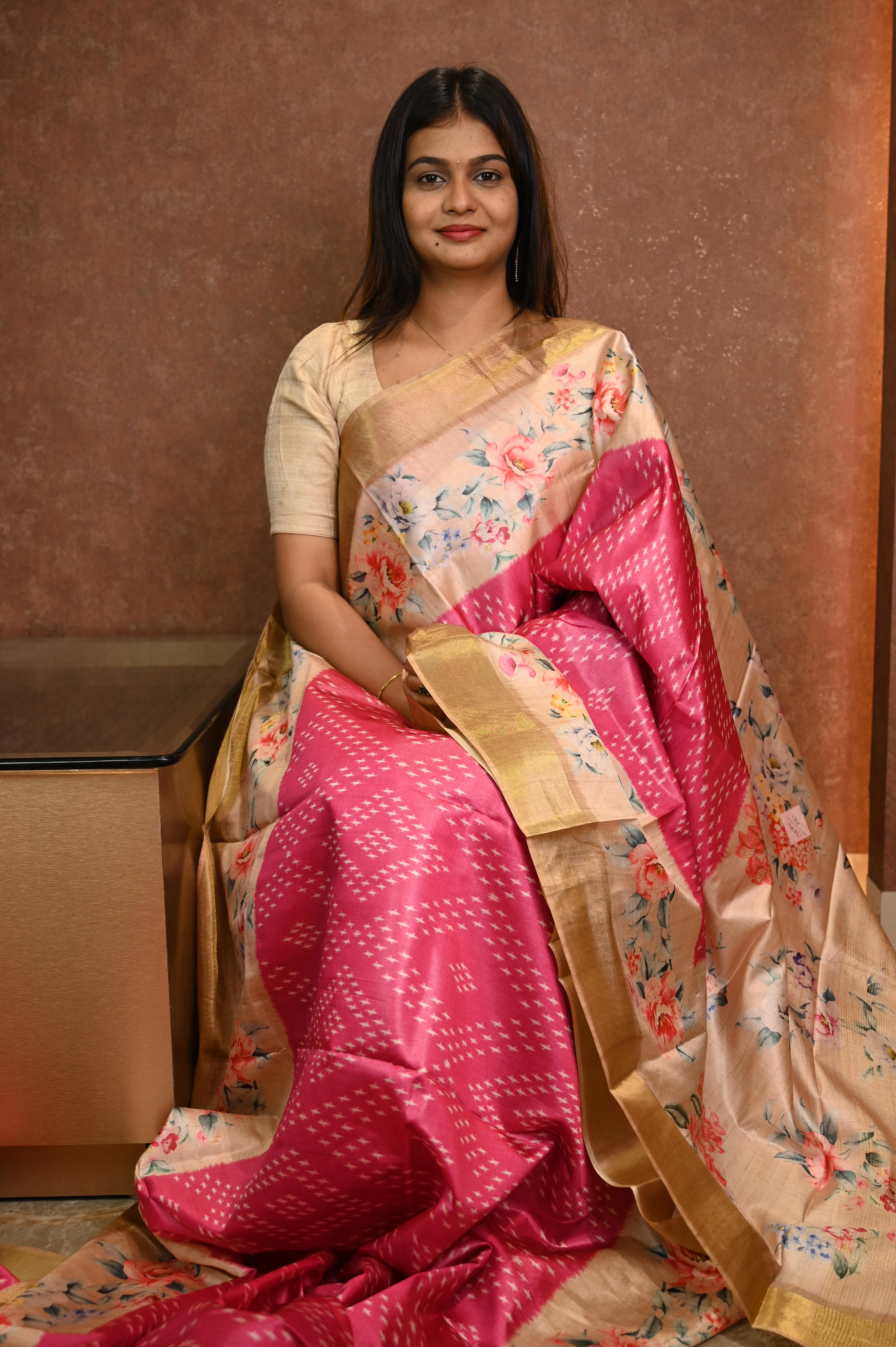 Korea Silk Saree Rani Pink 