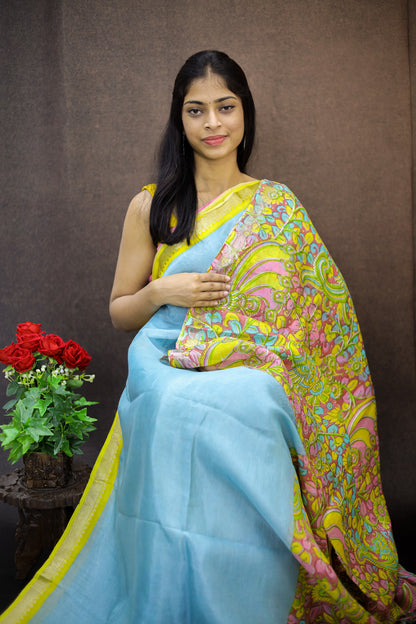 Pre Booking Only - Mangalagiri silk with Kalamkari print