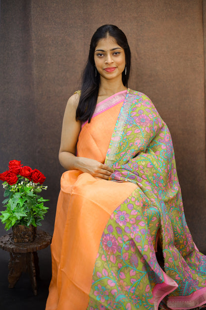 Pre Booking Only - Mangalagiri silk with Kalamkari print