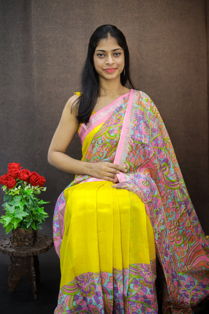 Pre Booking Only - Mangalagiri silk with Kalamkari print