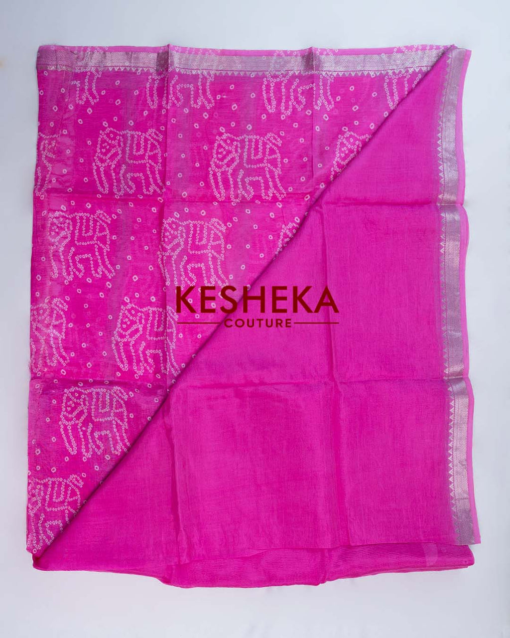 Pure Handloom Mangalagiri Silk Sarees Hot Pink 