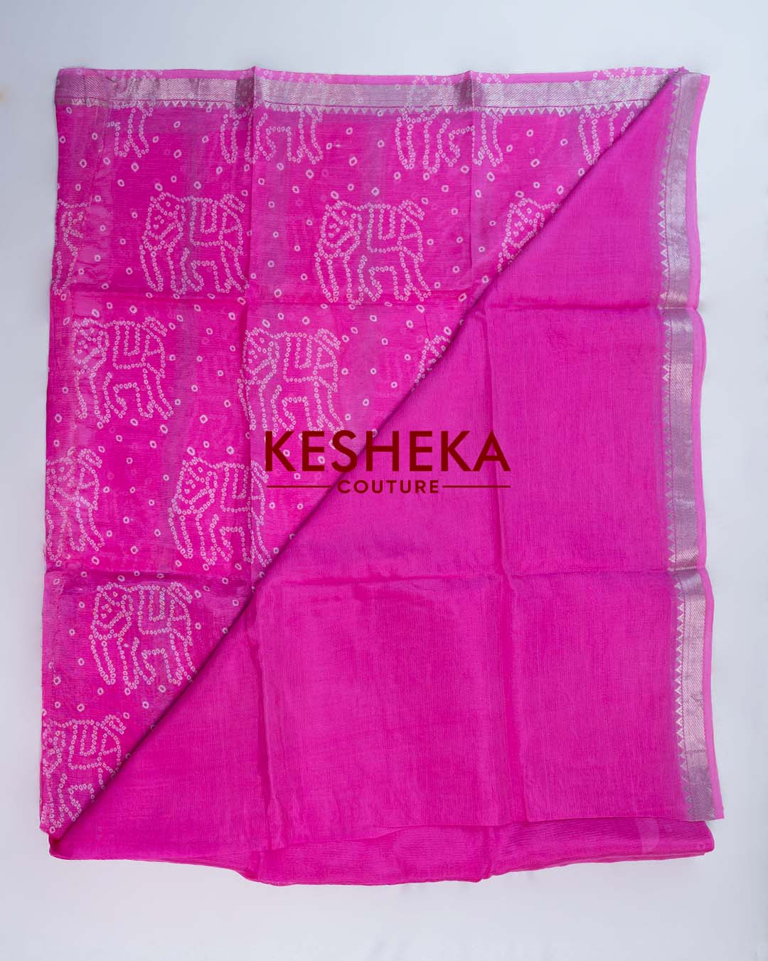 Pure Handloom Mangalagiri Silk Sarees Hot Pink 