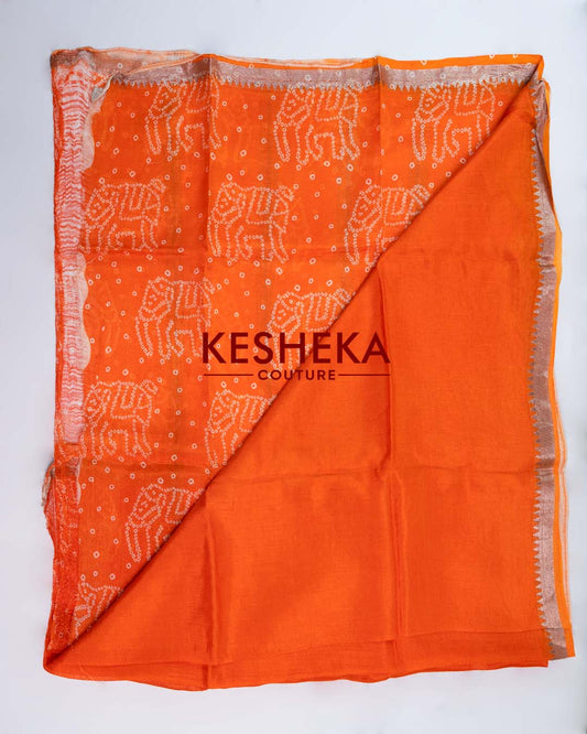 Pure Handloom Mangalagiri Silk Sarees Orange 