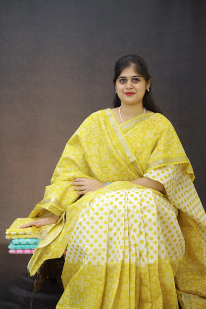 Pure Mangalagiri silk with polka dots