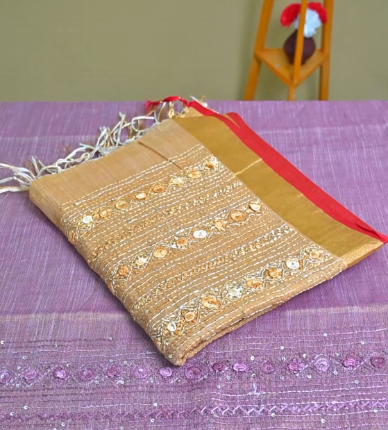 Linen Embroidery Saree