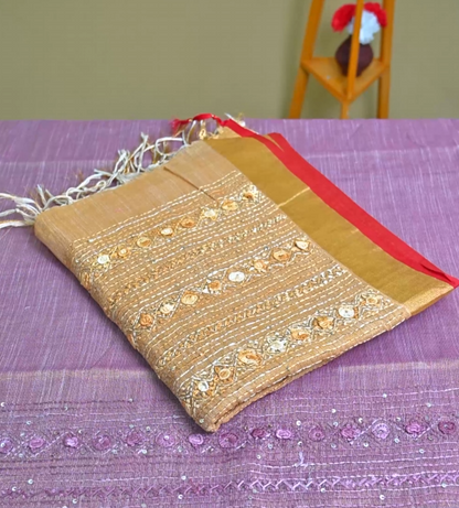 Linen Embroidery Saree
