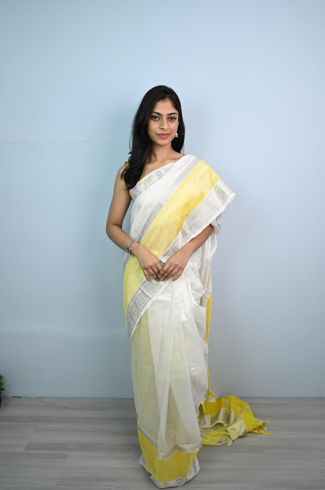 Pure Mangalagiri silk in white