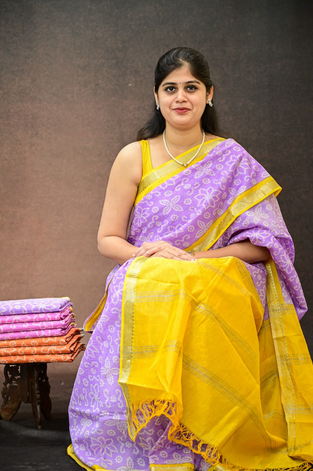 Pure Mangalagiri silk with Bandej print