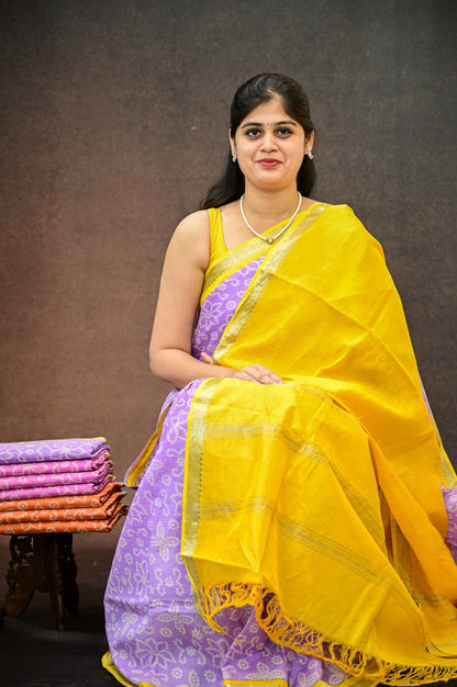 Pure Mangalagiri silk with Bandej print