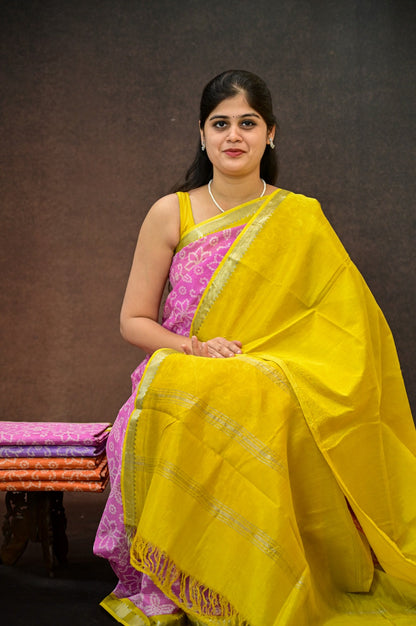 Pure Mangalagiri silk with Bandej print
